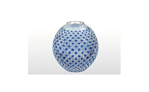 
カガミクリスタルの瑠璃色被毬型花瓶〈八角籠目紋〉F798-1-CCB【1208149】
