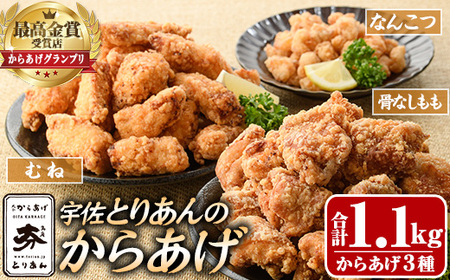 ＜からあげグランプリ最高金賞＞宇佐 とりあんのからあげ・大分名物鶏天セット(合計1kg・3種)から揚げ からあげ 鶏天 とり天 簡単 冷凍 惣菜 お弁当 おかず おつまみ 名物 セット【1035100200】【BOROYA】