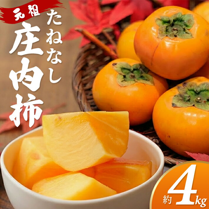 【ふるさと納税】庄内柿 平核無柿 約4kg 22～32玉 10月中旬〜11月中旬頃お届け ※着日指定不可 東北 山形県 酒田市 庄内地方 柿 かき カキ 種無し柿 種なし柿 ご家庭用 農協 JA 産地直送 果物 くだもの フルーツ 冬 秋 旬