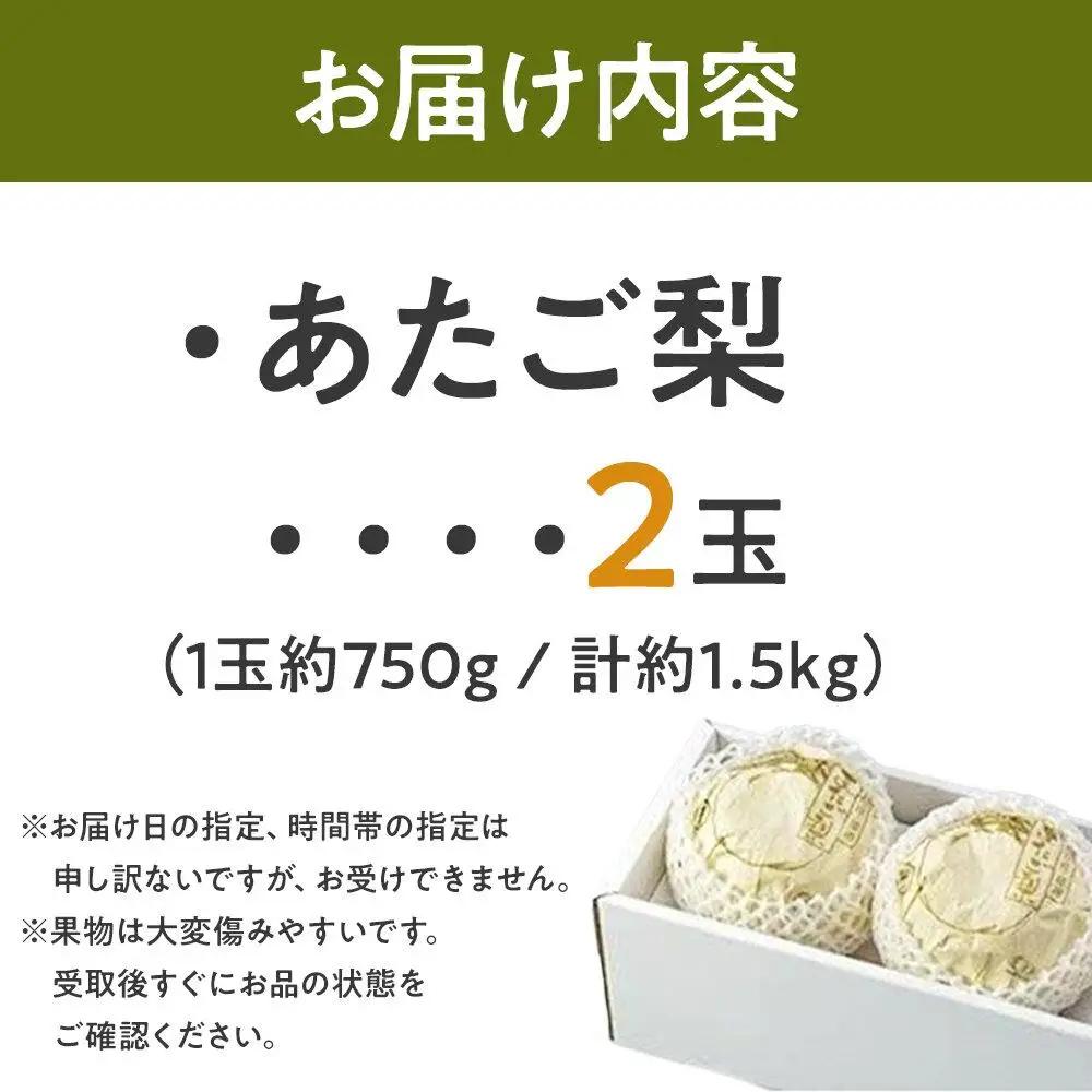 梨 2026年 あたご 梨 2玉（1玉約750g）合計約1.5kg  岡山県産 フルーツ 果物 ギフト