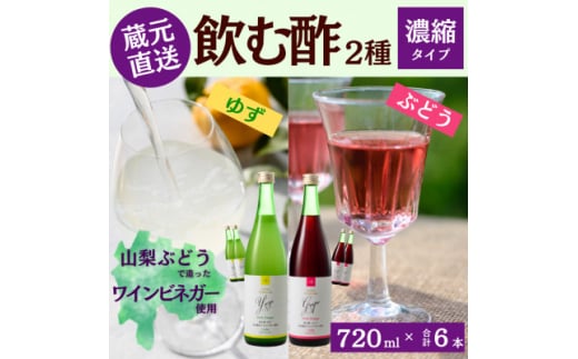 お酢のイメージを変える!ドリンクビネガー2種6本セット〈濃縮タイプ飲む酢/山梨産ワインビネガー使用〉【1488886】