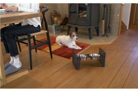 ＤＩＳＨ　ＳＴＡＮＤ（ペット用食器スタンド）【サイズ：Ｍ　カラー：サテンホワイト】※高さ・角度調整可能　組立式