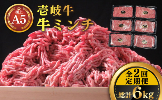 【全2回定期便】壱岐牛 A5ランク 牛ミンチ 約500g×6《壱岐市》【KRAZY MEAT】 小分け ミンチ 挽き肉 ひき肉 牛肉 赤身 ハンバーグ 肉 個包装 [JER090]