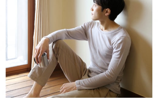 0096《絹生活研究所》インナー／メンズ／長袖／グレー／Mサイズ