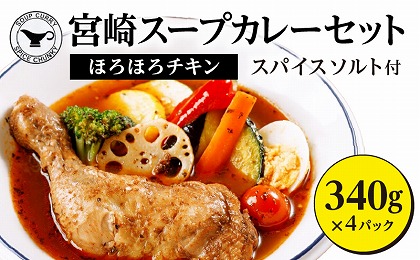 宮崎スープカレーセット(スープカレーほろほろチキン真空冷凍パック、スパイスソルト) スープカレー スパイスソルト セット チキン 骨付きチキン 鶏肉 鶏 肉 お肉 カレー スパイス ソルト オリジナルスパイス 真空 冷凍 パック 真空パック ギフト グルメ お取り寄せ