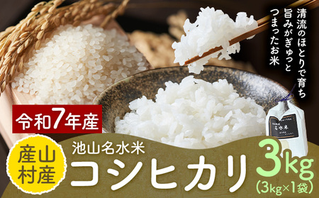 令和7年産 池山名水米 コシヒカリ 白米 精米 3kg フォーシーズン産山村