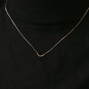 【K18イエローゴールドダイヤモンドネックレス】大人気！上品なカーブデザイン 華奢見えデコルテ 長さ40cm　K18-01-07