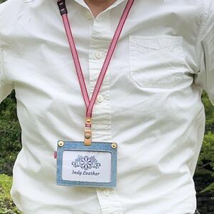 眞田紐ネックストラップ（福山デニムとジビエレザーの名札ケース専用）＜市松模様　赤・白＞【ストラップ 紐 伝統工芸 小物 雑貨 広島県 福山市】