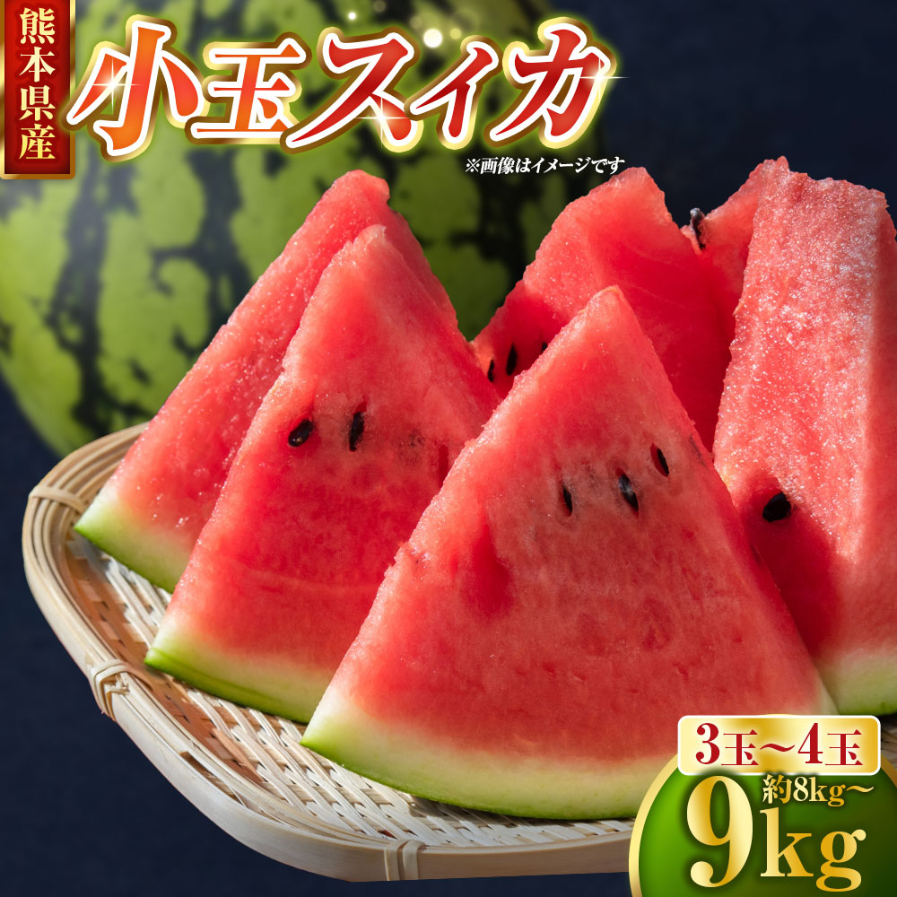【ふるさと納税】 小玉スイカ 3～4玉 約8kg～9kg スイカ すいか 西瓜 小玉 フルーツ くだもの 果物 果実 デザート 熊本県産 国産 九州 熊本県 送料無料 【2027年4月下旬から6月下旬発送予定】