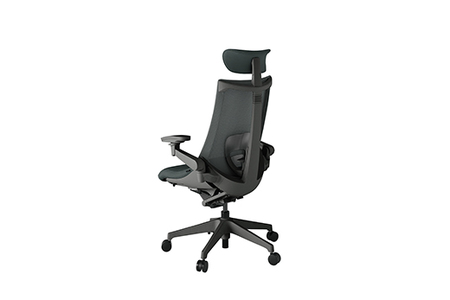 イトーキ オフィスチェア 『アクト２』メッシュバック ヘッドサポート付 抵抗付きウレタンキャスター オフブラックフレーム 座張地(PV)：ダークグレーC（KJ457JVEMW2C3CF）【EI166W