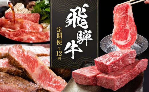 飛騨牛 定期便 全12回 計6.95kg | 肉 牛肉 お肉 お楽しみ 焼肉 すき焼き ステーキ しゃぶしゃぶ 食べ比べ 12回 焼き肉 やきにく すき焼 すきやき サーロイン サイコロ ランプ 赤身 ブランド 和牛 黒毛和牛 岐阜 高山 BBQ 人気 おすすめ ZZ010