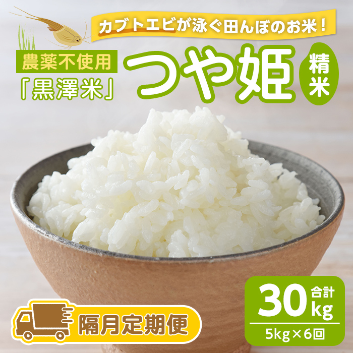 【隔月6回定期便】農薬不使用 つや姫 精米 合計30kg(5kg×6回)＜カブトエビ田んぼで育てたお米＞ 黒澤米 宮城県登米市産 おこめ 米 コメ 白米 ご飯 ごはん おにぎり お弁当 頒布会 【株式会社天体】tm450