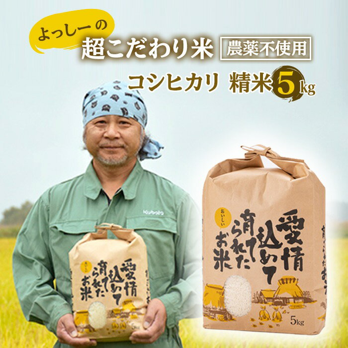 【ふるさと納税】 【先行予約】令和7年産 よっしーの超こだわり米(農薬不使用) コシヒカリ （精米）5kg こしひかり 米 お米 おこめ 山形県 新庄市 F3S-2496