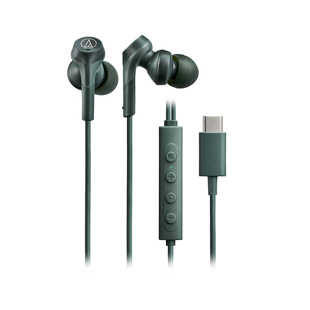【ふるさと納税】オーディオテクニカ ノイズキャンセリングUSB Type-C用イヤホン ATH-CKS330NC GR