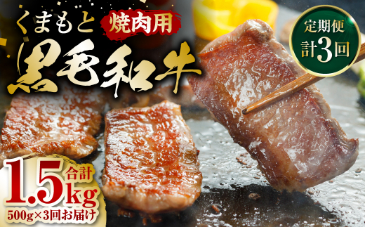 
【定期便3回】くまもと黒毛和牛 焼肉用 500g ×3回 牛肉 やきにく
