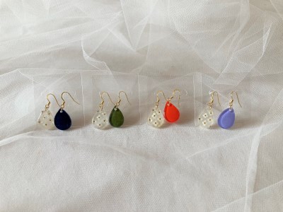 miel.デザイン ピアス インディゴブルー