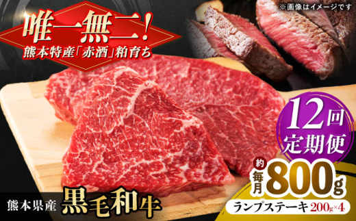 【全12回定期便】熊本県産 『原田畜産』 黒毛和牛 ランプ ステーキ 計約800g（約200g×4パック） 牛肉 牛【有限会社 九州食肉産業】  黒毛 和牛 国産 ランプステーキ お肉 肉 熊本県 熊本 合志 合志市 [AYCN094]