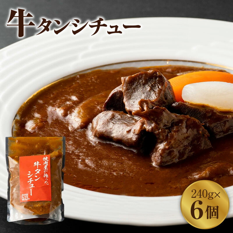 【ふるさと納税】＼最短翌日～5営業日以内発送／ 焼肉屋さんの牛タンシチュー（240g×6パック）高リピート率! 焼肉屋が作る 柔らか牛たんシチュー 専門店の味 冷凍 簡単調理 備蓄食材 大阪府 泉佐野市 送料無料