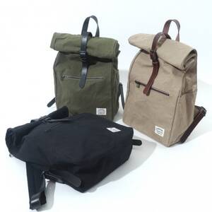 ALBERTON社の米軍帆布ARMY DUCKのロールバックパック　カーキードラブ色【1679125】