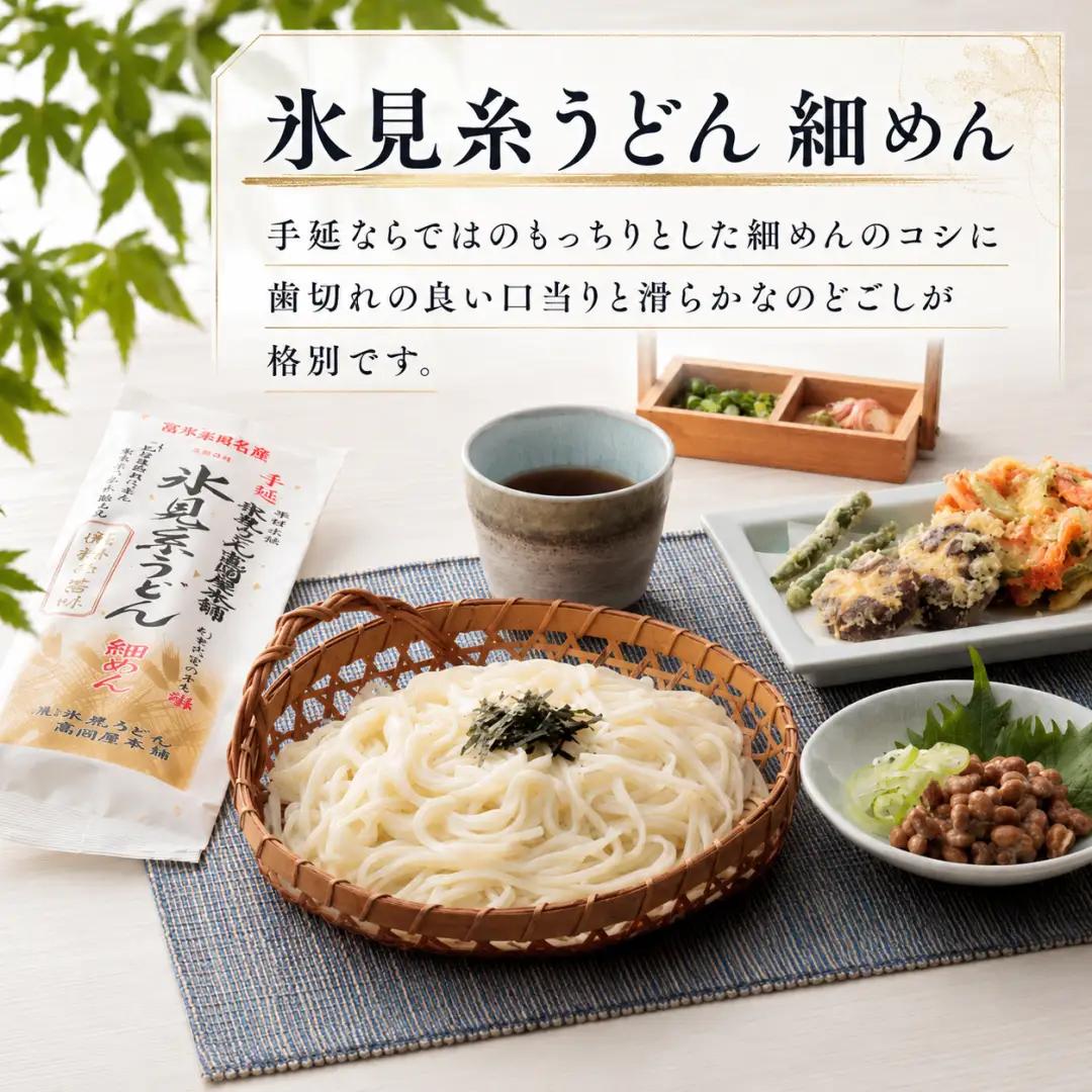元祖！老舗の手延べうどん 2種 〈細麺・太麺〉 各2袋計4袋 ＆ 白えび 麺つゆ セット | 氷見うどん 食べ比べ 細麺 めんつゆセット