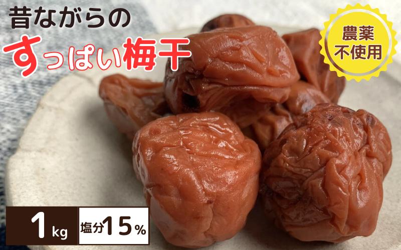 昔ながらのすっぱい梅干 1kg （500g×2） 塩分15％ / 梅干し 田辺市 紀州南高梅 南高梅 梅干 梅 うめ 肉厚 お米 おにぎり 焼酎 梅酒 健康 昔ながら 栽培期間中農薬不使用 和歌山 龍神 【mpt006】