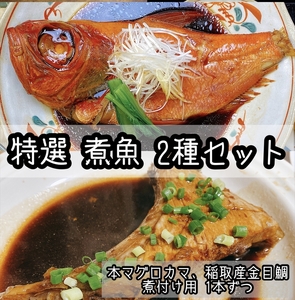 特選煮魚セット☆本鮪のカマの煮付け＋金目鯛の煮付け【煮魚 惣菜 海鮮 お取り寄せ 御中元 お中元 お歳暮 父の日 母の日 贈り物 日本酒 焼酎 煮魚 煮魚 煮魚 煮魚 煮魚】【神奈川県小田原市早川】