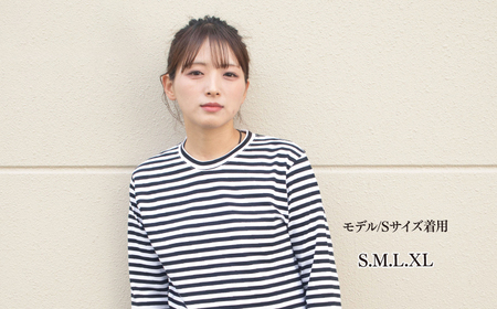 ボーダーロングTシャツ ホワイト×ブラック（S-XL） / Tシャツ / 佐賀県 / Canis Lupus [41AAAN011]