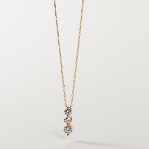 【K18イエローゴールド ラボダイヤモンドネックレス】0.435ct 3粒ダイヤのトリロジーネックレス 上品な美しさ 長さ50cm K18-N006 ネックレス