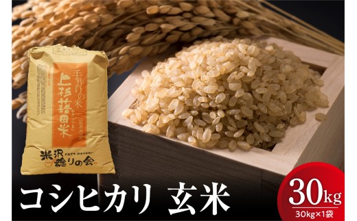 【先行予約】令和8年産 新米 コシヒカリ 玄米 30kg 無農薬無化学肥料栽培 米 お米 ブランド米 ごはん ご飯 ライス 産地直送 2026年産 山形県 米沢市