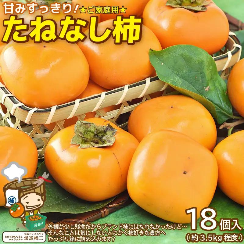 【先行予約】【訳あり】【2026年10月下旬～11月中旬に発送予定】甘みすっきり！あわらのたねなし柿 約3.5kg（18個入）（ご家庭用）／ 果物 フルーツ 産地直送 期間限定 ※2026年10月下旬～11月中旬に発送予定 [aw031-a006_10]