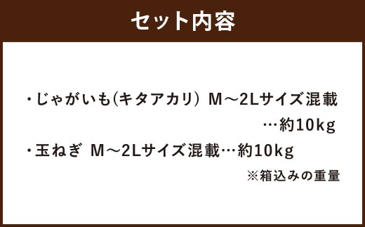 北海道産 じゃがいも キタアカリ 玉ねぎ セット M～2Lサイズ混載 各約10kg 合計約20kg 2箱  【2026年10月上旬-2027年1月上旬迄発送予定】_イメージ2