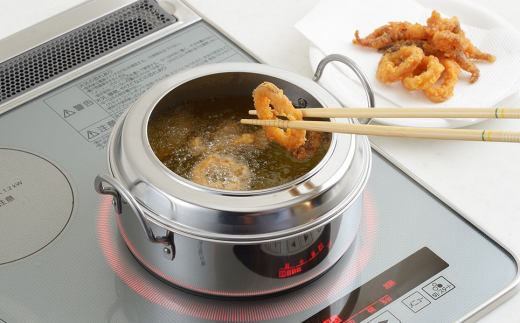 IH対応 揚げ鍋セット(天ぷら鍋セット) 20cm【 キッチン用品 調理器具 燕三条製 ステンレス製 】 FC015327