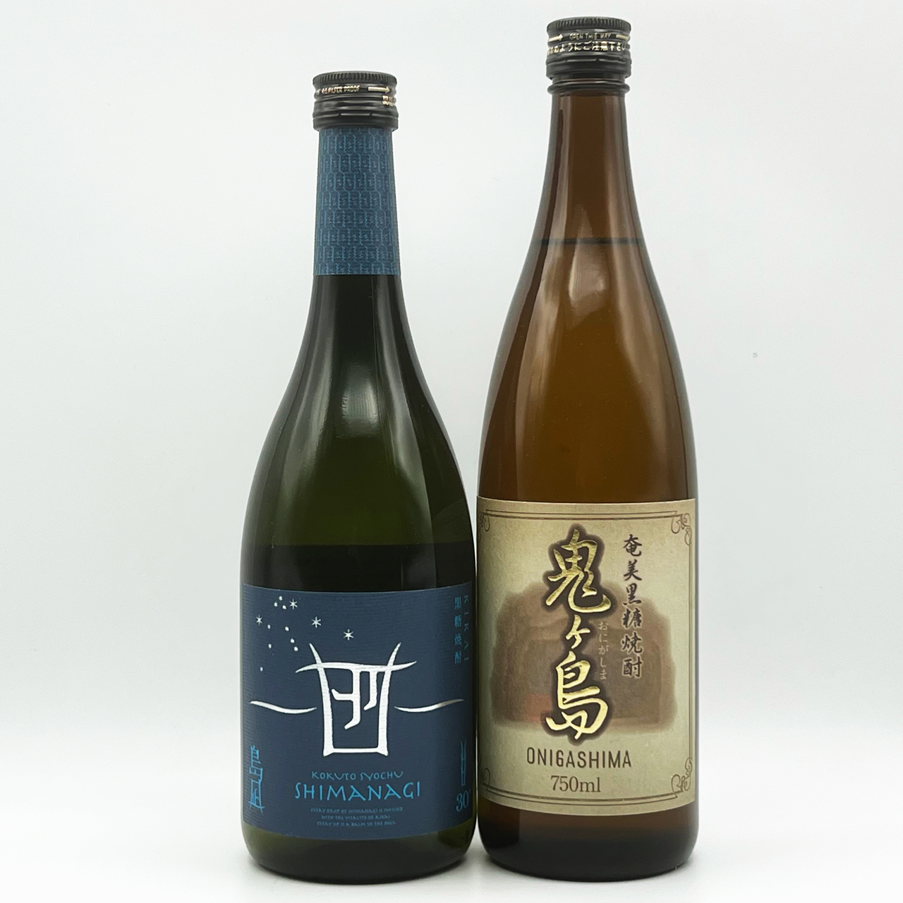 【黒糖焼酎２本セット】「島凪」30度・720ml×１本＆「鬼ヶ島」25度・750ml×１本【箱入り】