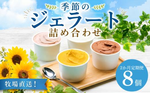 ジェラート  定期便 8個入 2回 ひんやりスイーツ すいーつ ミルク チョコ ブルーベリー チーズ ピスタチオ 塩 キャラメル 塩キャラメル アイス ジェラート セット 季節 限定 季節限定 てづくり なちゅらるじぇらーと なかの牧場 8個 nakano007