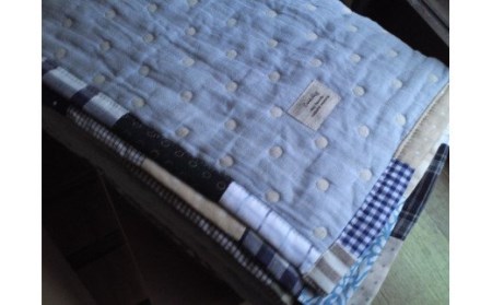 ハンドメイドの国産6重ガーゼのシングルサイズブランケット（モカ）