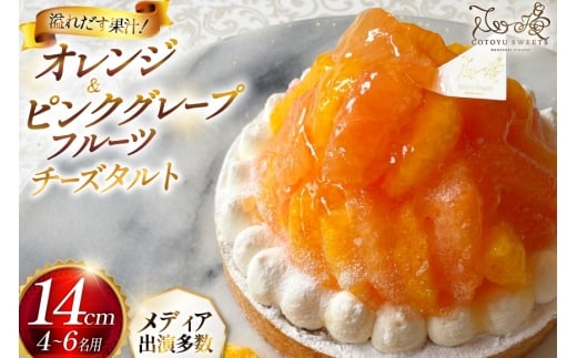 フルーツ タルト オレンジ & ピンク グレープフルーツ チーズタルト 1ホール 14cm [心優-Cotoyu Sweets- 長崎県 平戸市 hr42bgy420081] 柑橘 果物 ケーキ たっぷり スイーツ ご褒美 誕生日