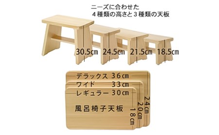 【本格】ひのき風呂椅子・桶セット(デラックス30cmステンレスタガ)【1112047】