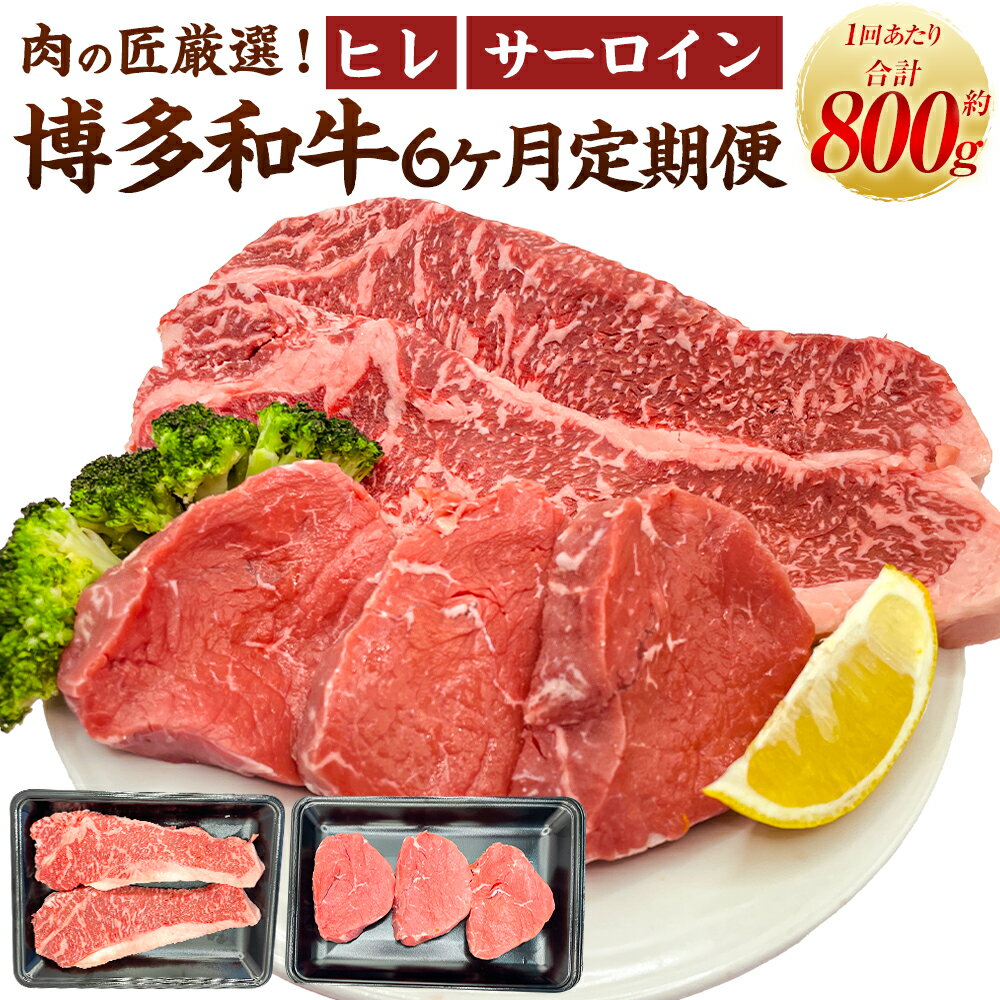 【ふるさと納税】 【6ヵ月定期便】博多和牛 ヒレとサーロイン ヒレ100g×3枚 サーロイン250g×2枚 月1回の6ヵ月お届け 肉 お肉 赤身 牛肉 ヒレ ヒレ肉 ステーキ肉 ステーキ 冷凍 送料無料 福岡県 うきは市