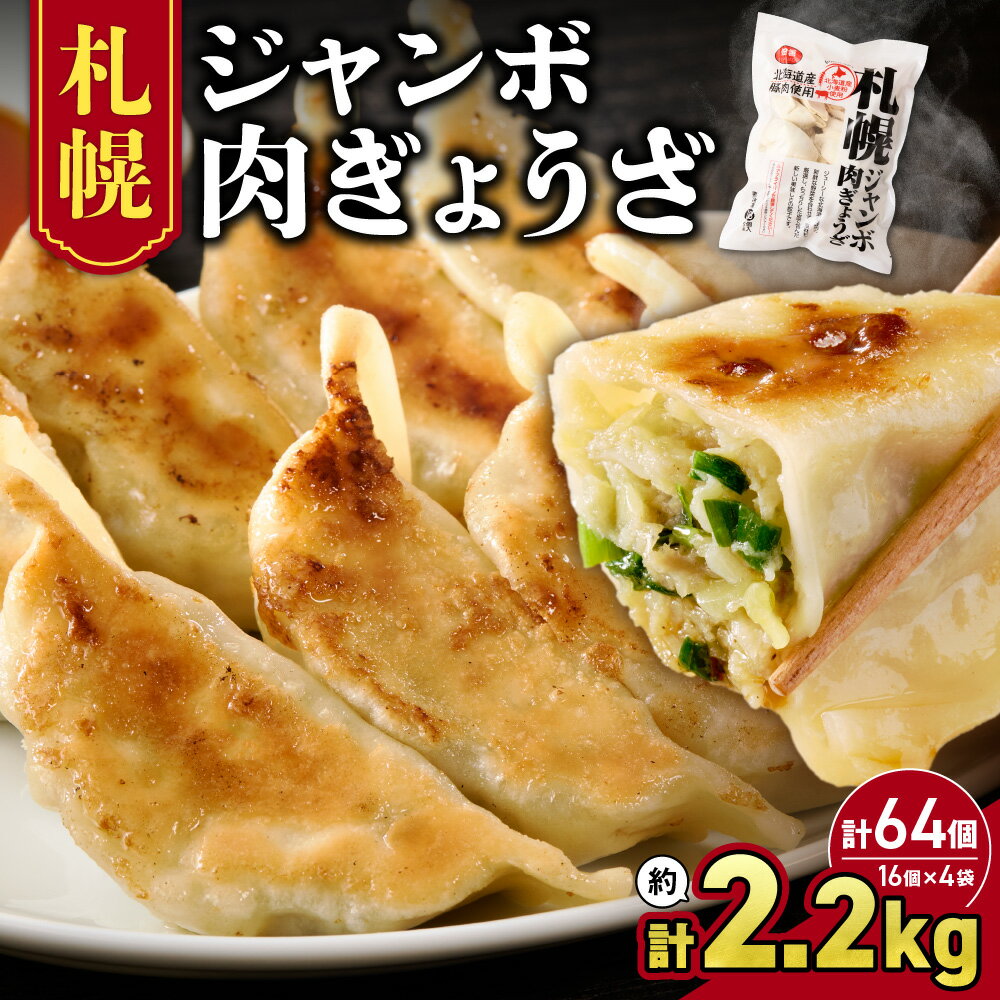 【ふるさと納税】 ★物産展で人気★ 計64個 札幌 ジャンボ 肉ぎょうざ 北海道産 餃子 16個×4袋 セット 大容量 大きい ぎょうざ おかず 惣菜 晩ごはん おつまみ 晩酌 お弁当 簡単 お手軽 お取り寄せ グルメ 冷凍 佃善 北海道 札幌市