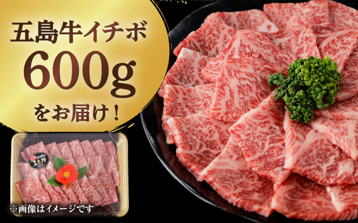 【幻の和牛！一頭から2kgしかとれない希少部位！】 五島牛 特選 イチボ モモ 焼肉用 600g 3人前 【カミティバリュー】 [RBP016]