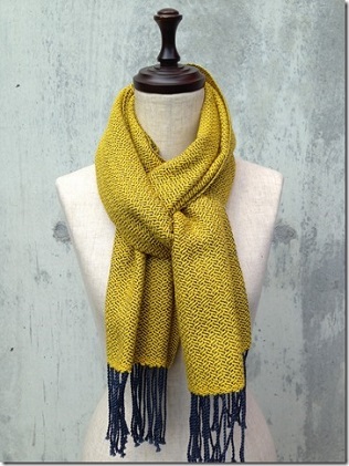 ito to iro 手染め・手織り仕上「ストール」メリノウール100% 網代斜紋・マスタードイエロー ファッション小物 