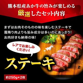 あか牛を堪能できるステーキとハンバーグセット計2kg ブランド牛 あか牛 和牛 国産 牛肉 ステーキ ハンバーグ 2kg 人気 ヘルシー セット 食べ比べ バラエティ 熊本 阿蘇 希少 希少部位