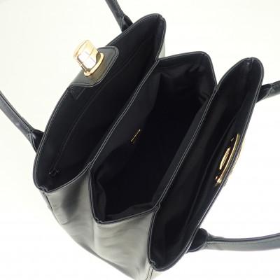 ふるさと納税 御代田町 【濱野皮革工藝 HAMANO バッグ】ミカーレ トロワ(ブラック×ゴールド) |  | 01