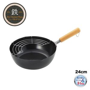 NEWグルメパワー 木柄いため兼用天ぷら鍋24cm ＜ガス火OK IH対応＞ | 鍋 新潟県 弥彦村