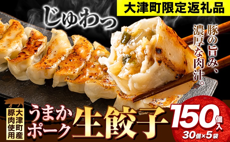餃子 うまかポーク生餃子 150個（30個×5袋） 大津町限定返礼品《30日以内に出荷予定(土日祝除く)》冷凍餃子 ギョウザ 大津町産豚肉使用 九州産キャベツ使用（大津町産含む）皮モチモチ 肉汁溢れる---oz_lcl_132_150p---
