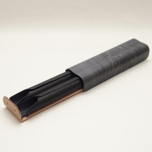 【ギフト用】【百年物語プロジェクト】 万年筆ケース２本差し『ブラック』