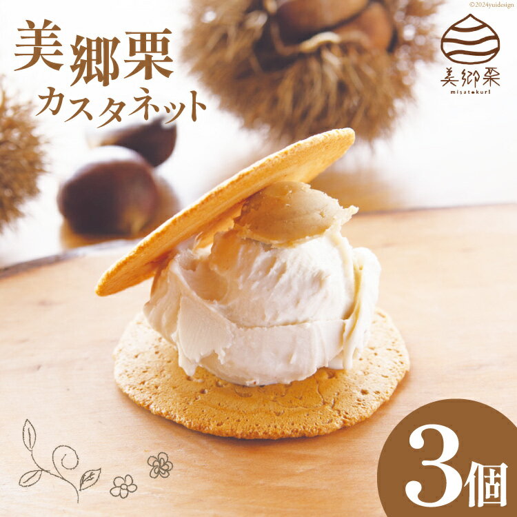 【ふるさと納税】美郷栗 カスタネット 3個 [OttO-OttO 宮崎県 美郷町 31ae0007-NEW] 栗 デザート アイス クリーム ジェラート サンド 餡 せんべい 数量限定 ギフト 贈り物 冷凍 母の日 父の日 プレゼント