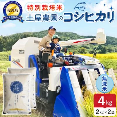 ふるさと納税 佐渡市 【新米予約】令和8年産 佐渡島産コシヒカリ 無洗米4Kg(2Kg×2袋) 土屋農園 特別栽培米