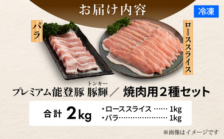 プレミアム能登豚「豚輝」焼肉用 2種セット 計2kg |お肉 ブランド豚