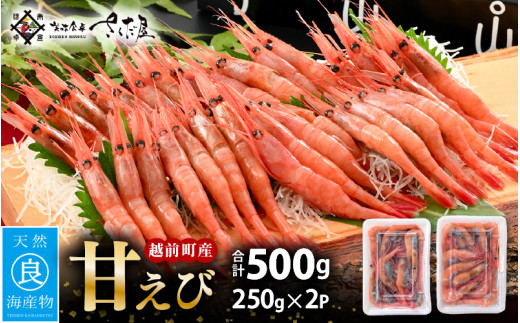 
鮮度抜群！越前町産 甘えび 250g × 2P セット 小分け パックで食べやすい！【えび エビ 海老 刺身 海鮮 海産物 魚貝類 魚介類 新鮮 冷凍 】 [e04-a098]
